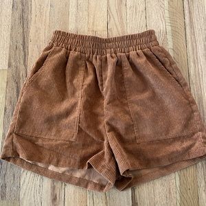 Brown Corduroy High Waisted Shorts